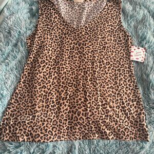 Free Kisses Leopard Print Ribbed Tank NWT 1X